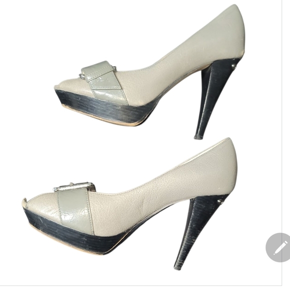 Michael Kors allister Gray Peep-Toe Heels Stiletto 6 - Picture 6 of 7